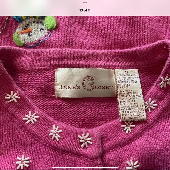 Design Options by Phillip Jane Gordon Sz S Snowman ⛄️ Beaded Sweater - Picture 10 of 10